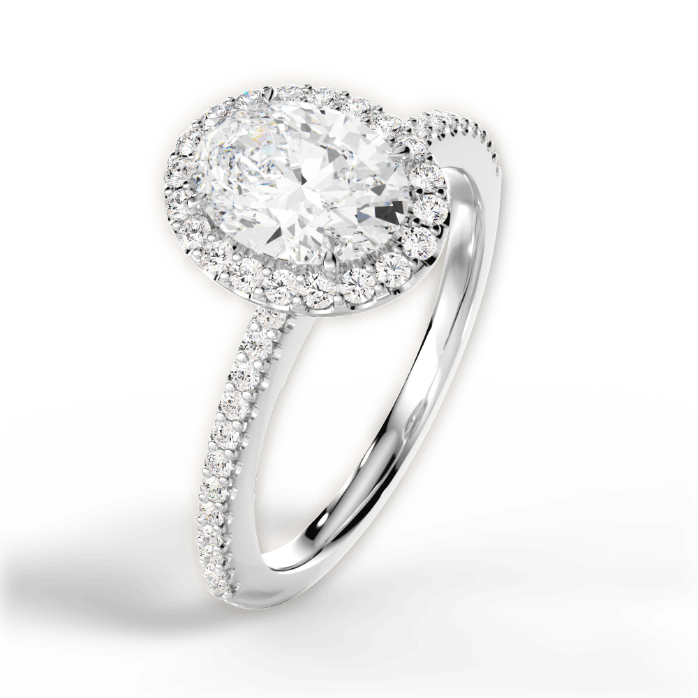 Joanne Oval Cut Lab Grown Diamond 14Kt White Gold Engagement Ring - View 2