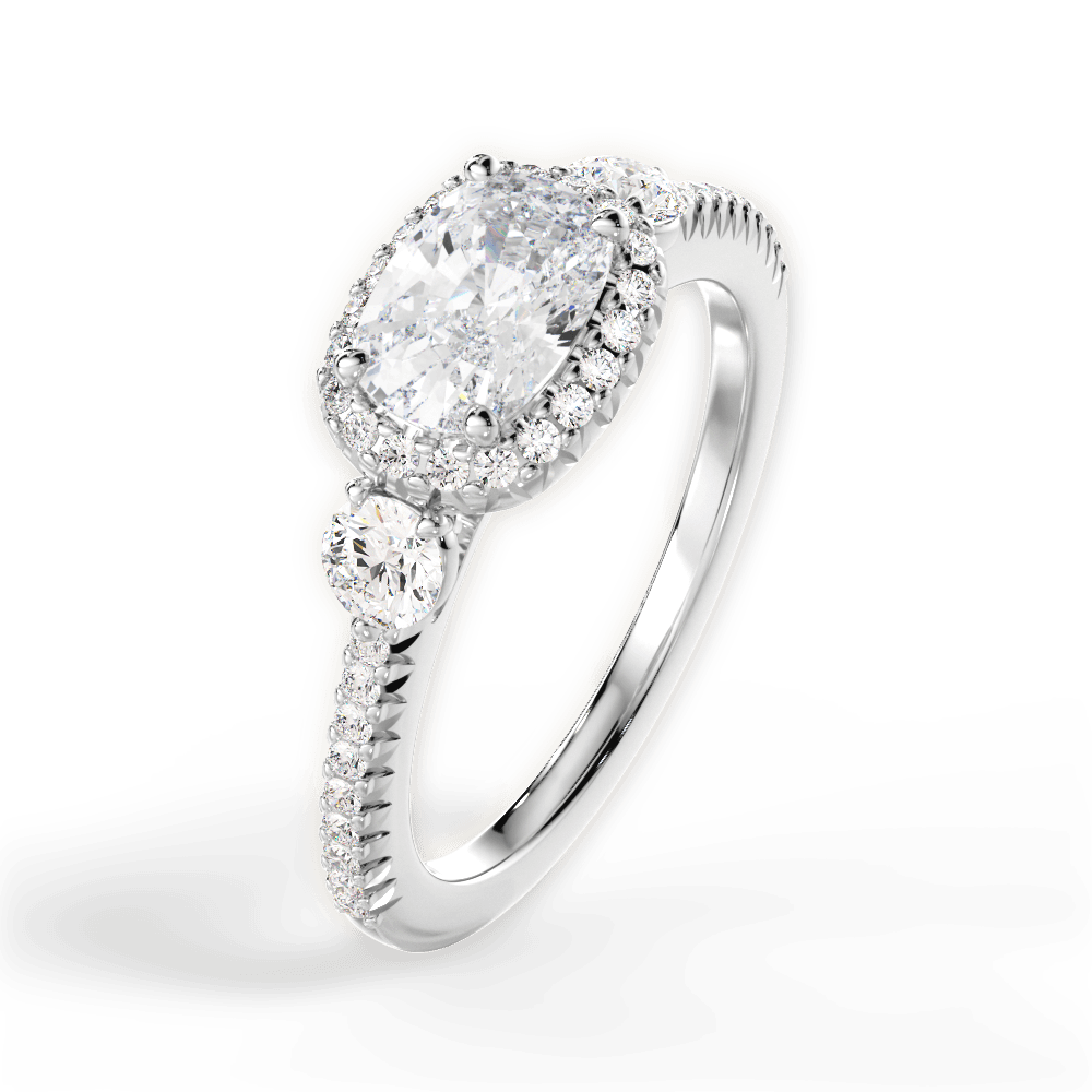 Kara Cushion Cut Lab Grown Diamond 14Kt White Gold Engagement Ring - View 3