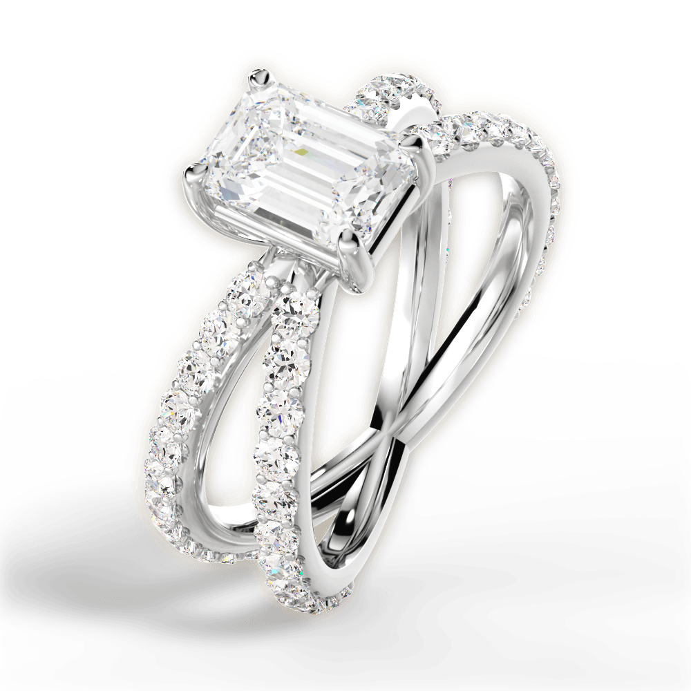 Lauren Emerald Cut Lab Grown Diamond 14Kt White Gold Engagement Ring - View 3