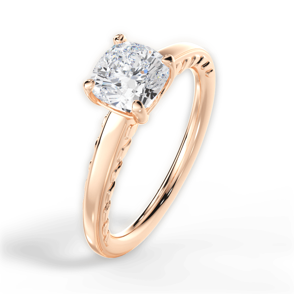 Annette Cushion Cut Lab Grown Diamond 18Kt Rose Gold Engagement Ring - View 3