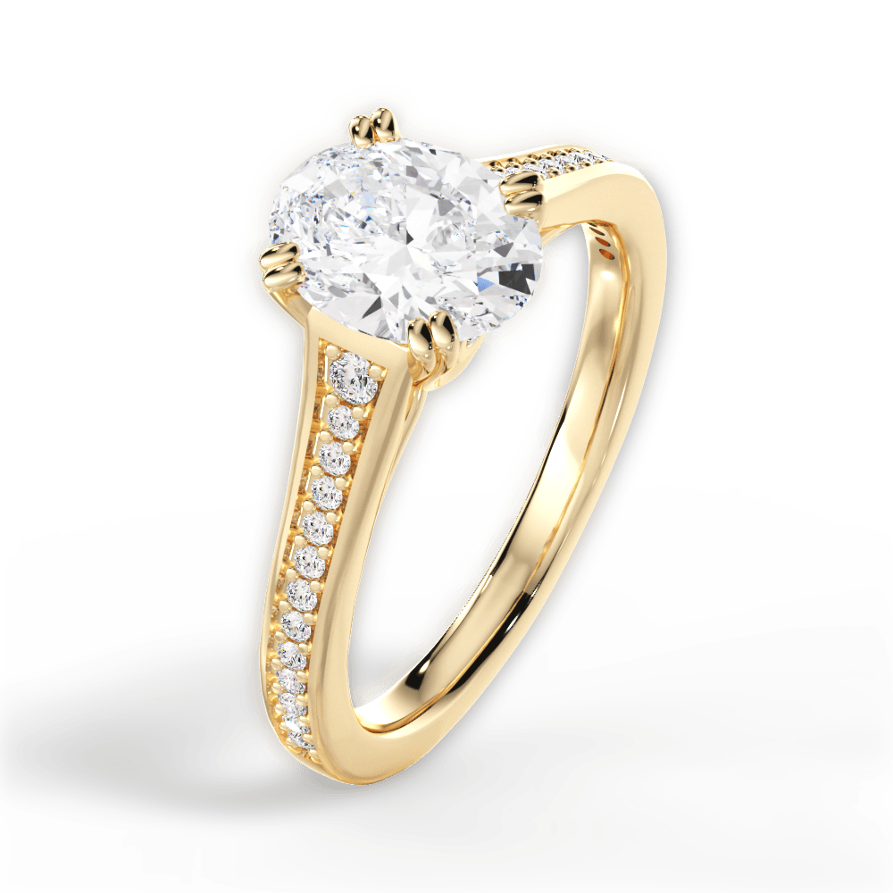 Delia Oval Cut Lab Grown Diamond 18Kt Yellow Gold Engagement Ring - View 4