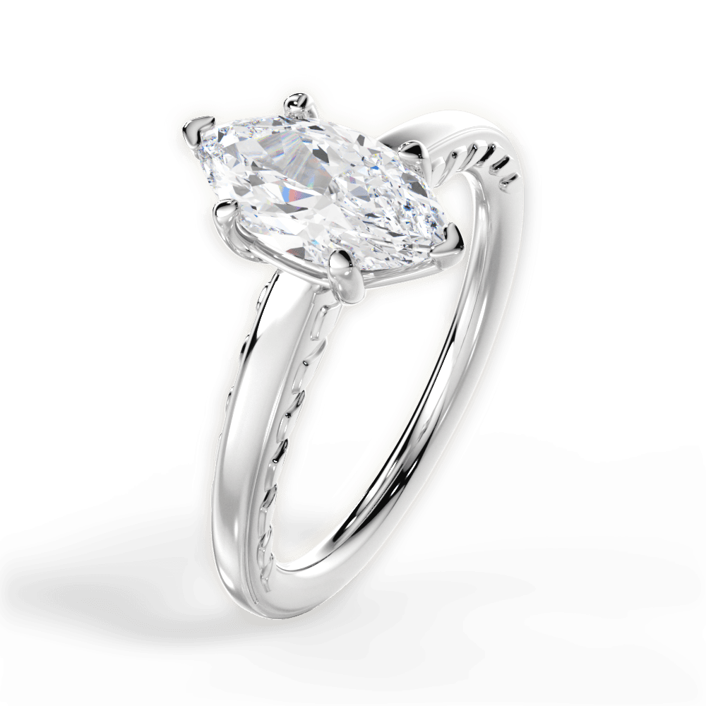 Annette Marquise Cut Lab Grown Diamond 18Kt White Gold Engagement Ring - View 4