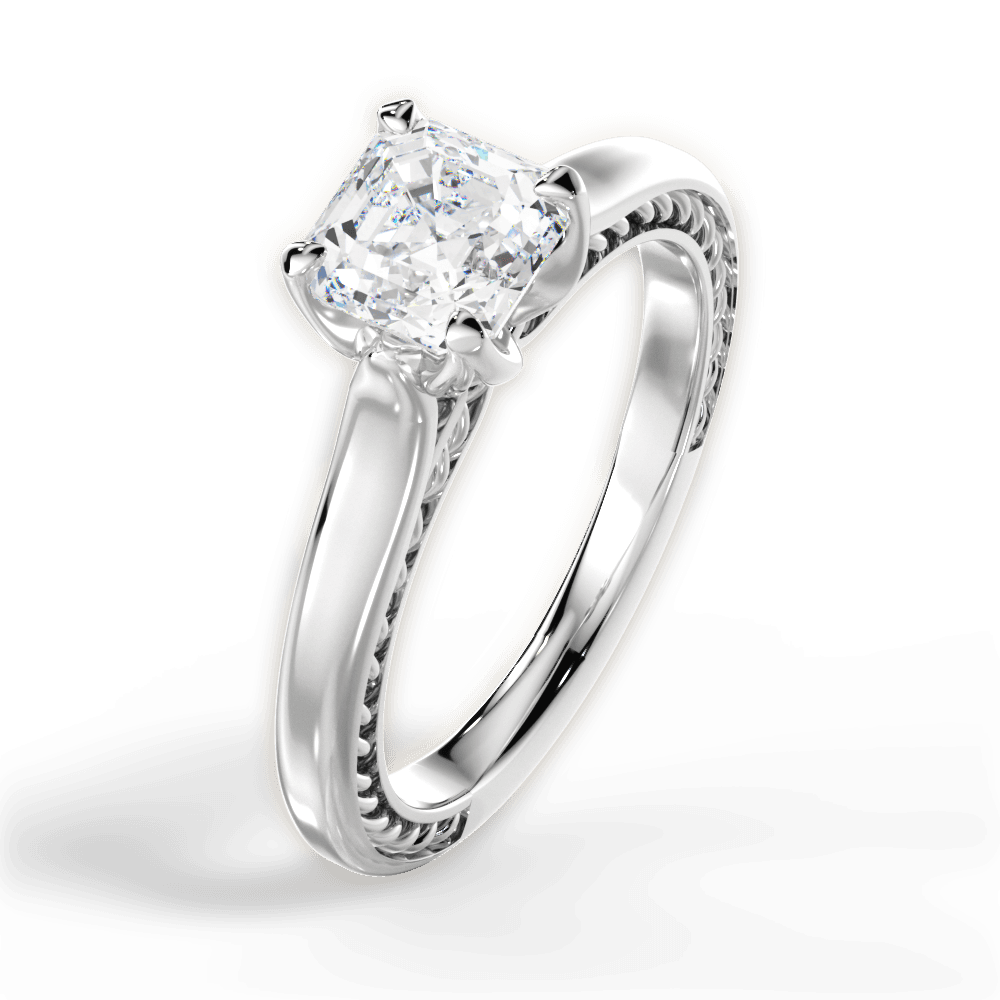 Carrie Asscher Cut Lab Grown Diamond 14Kt White Gold Engagement Ring - View 3