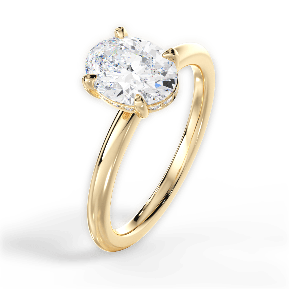 Brenda Oval Cut Lab Grown Diamond 18Kt Yellow Gold Engagement Ring - View 4
