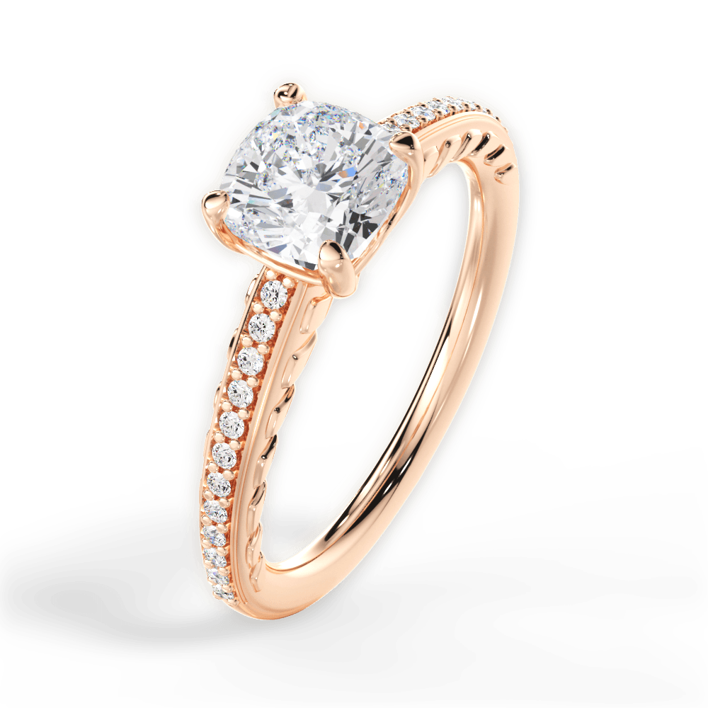 Caroline Cushion Cut Lab Grown Diamond 18Kt Rose Gold Engagement Ring - View 3