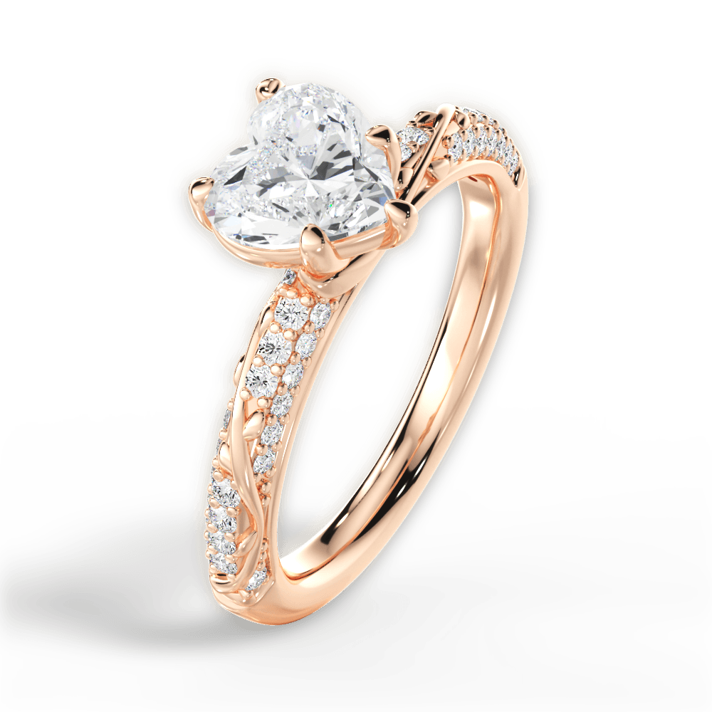 Gloria Heart Cut Lab Grown Diamond 18Kt Rose Gold Engagement Ring - View 3