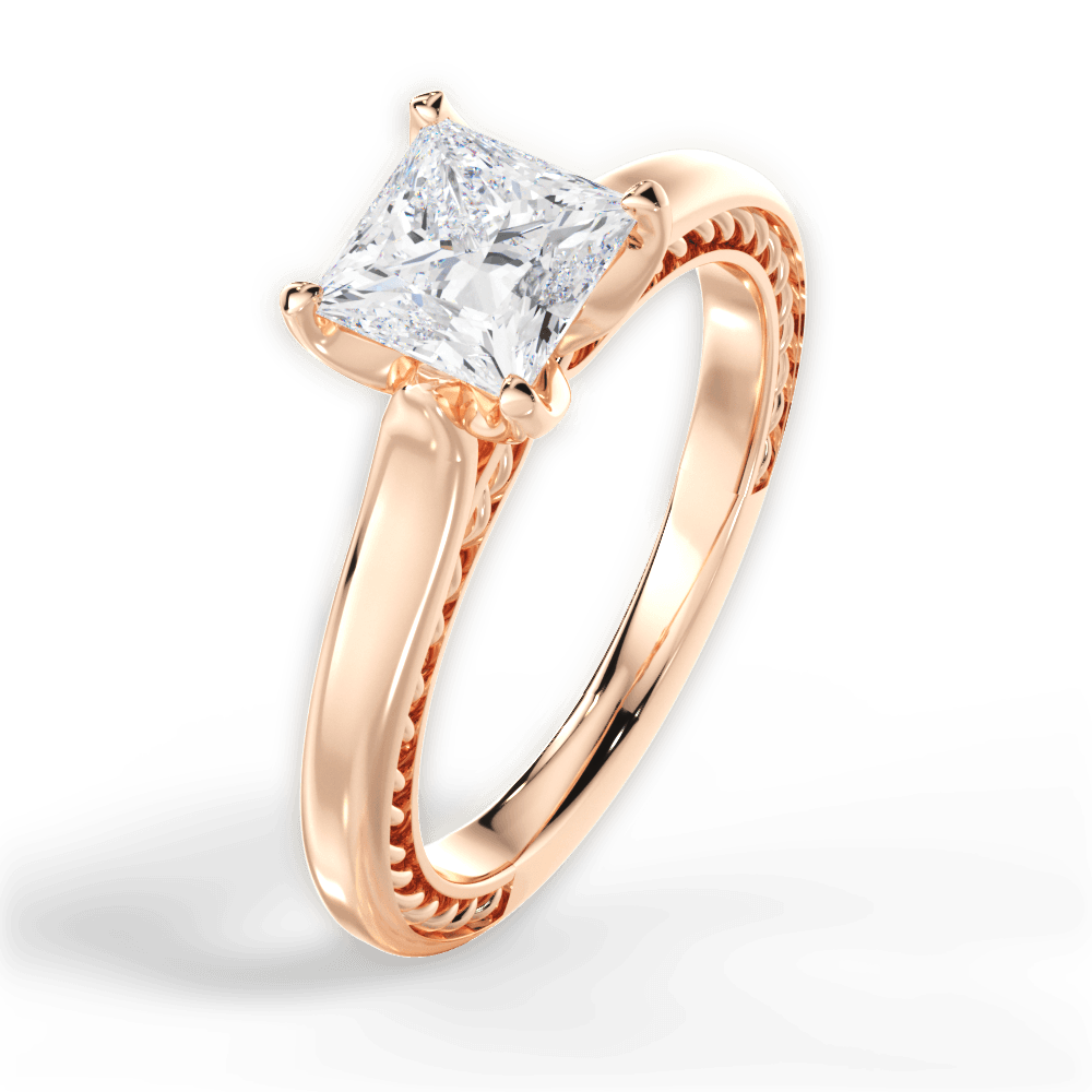 Carrie Princess Cut Lab Grown Diamond 18Kt Rose Gold Engagement Ring - View 4
