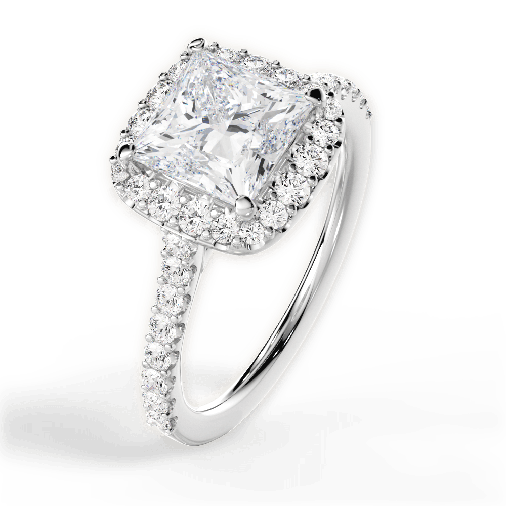 Ingrid Princess Cut Lab Grown Diamond 18Kt White Gold Engagement Ring - View 4