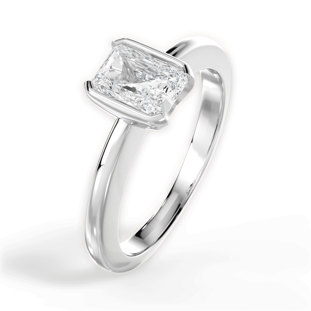 Bridget Radiant Cut Lab Grown Diamond Platinum Engagement Ring - View 2