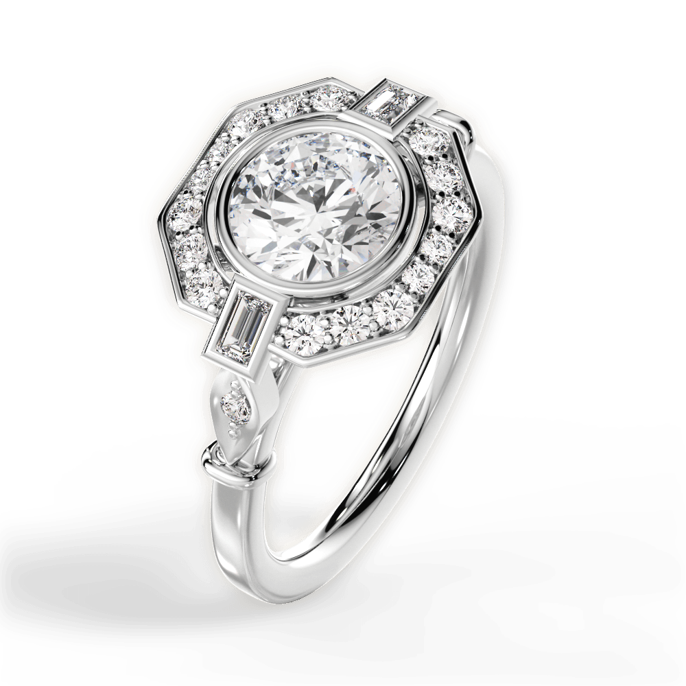 Jenna Round Cut Lab Grown Diamond Platinum Engagement Ring - View 2