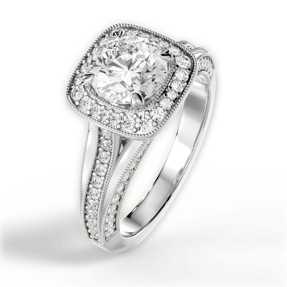 Lillian Round Cut Lab Grown Diamond 18Kt White Gold Engagement Ring - View 2