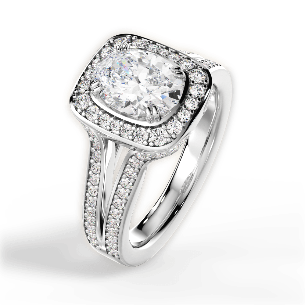 Mackenzie Oval Cut Lab Grown Diamond 18Kt White Gold Engagement Ring - View 2