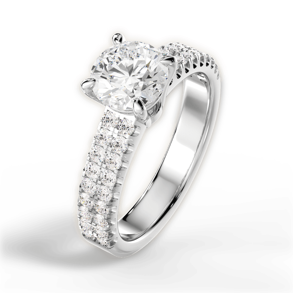 Kayla Round Cut Lab Grown Diamond 18Kt White Gold Engagement Ring - View 3