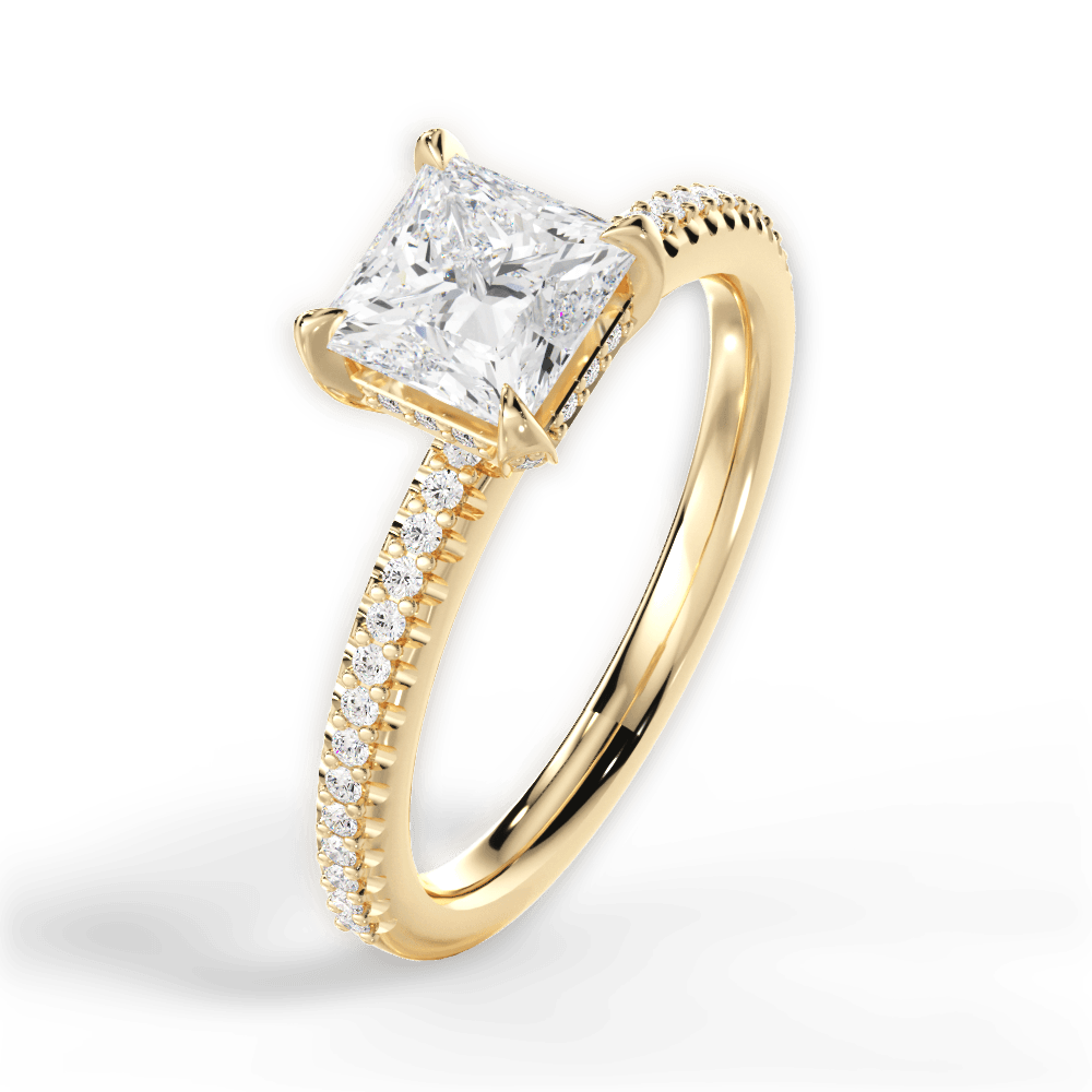 Helen Princess Cut Lab Grown Diamond 18Kt Yellow Gold Engagement Ring - View 2