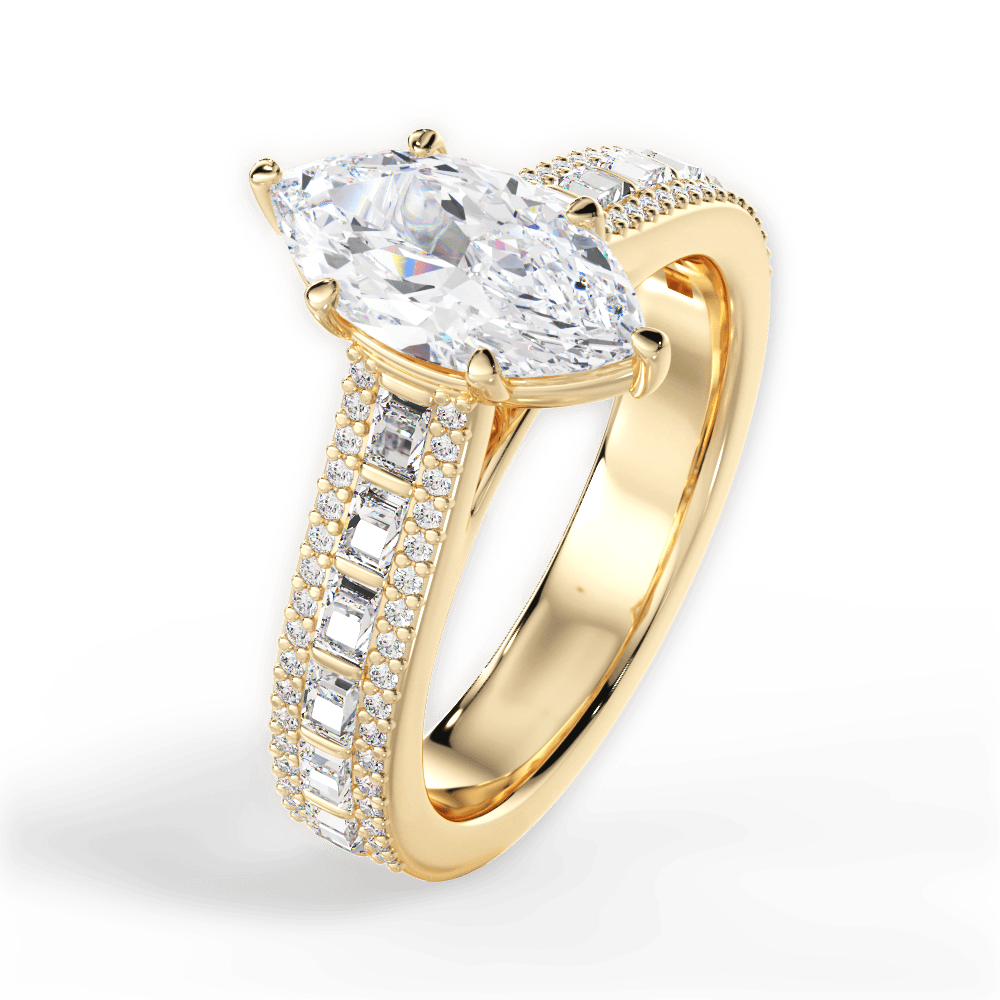 Lynn Marquise Cut Lab Grown Diamond 18Kt Yellow Gold Engagement Ring - View 2