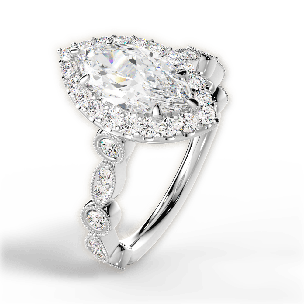 Irene Marquise Cut Lab Grown Diamond 14Kt White Gold Engagement Ring - View 3