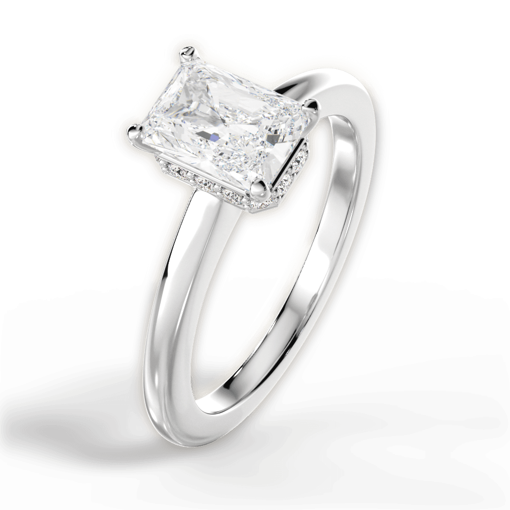 Brianna Radiant Cut Lab Grown Diamond Platinum Engagement Ring - View 2