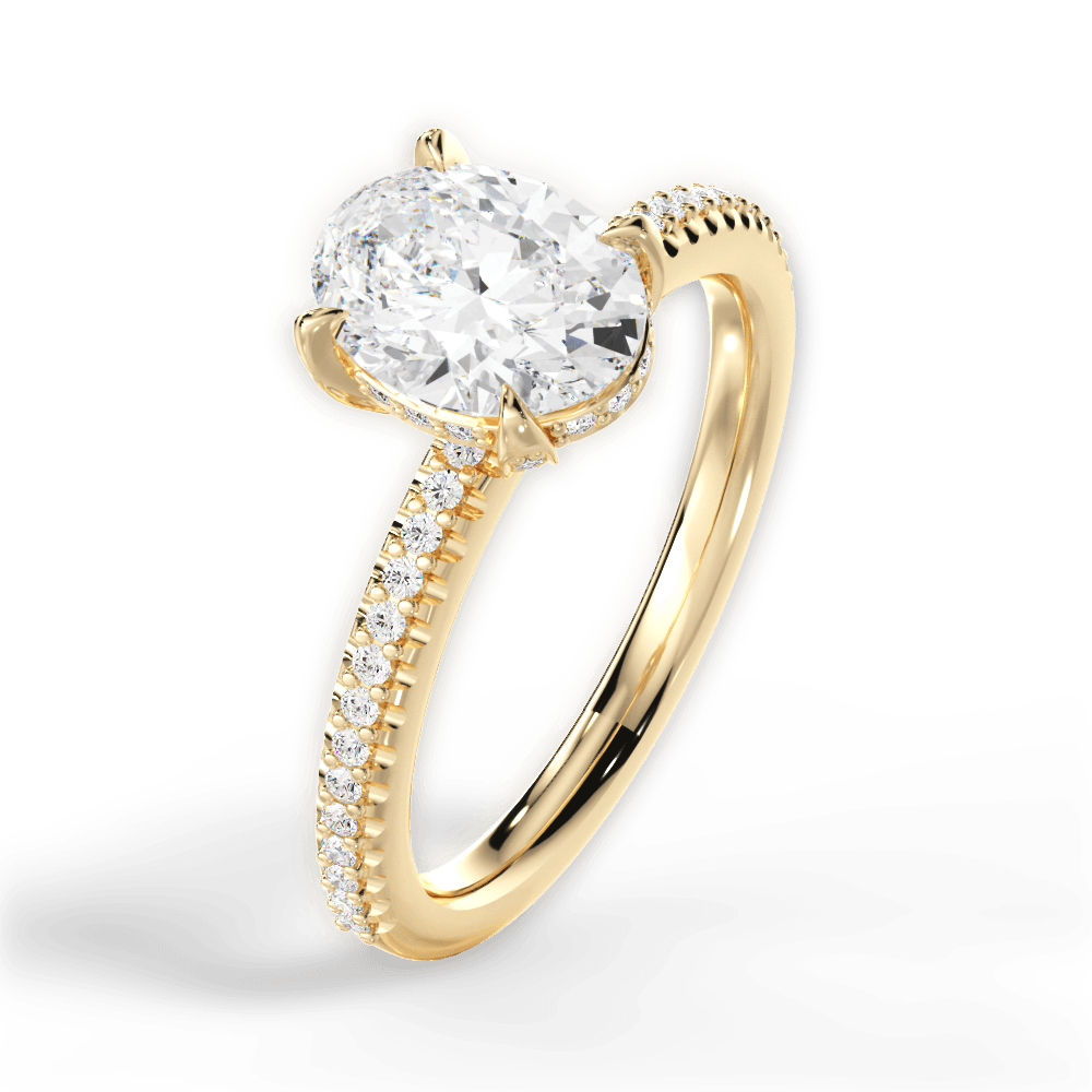 Helen Oval Cut Lab Grown Diamond 18Kt Yellow Gold Engagement Ring - View 4
