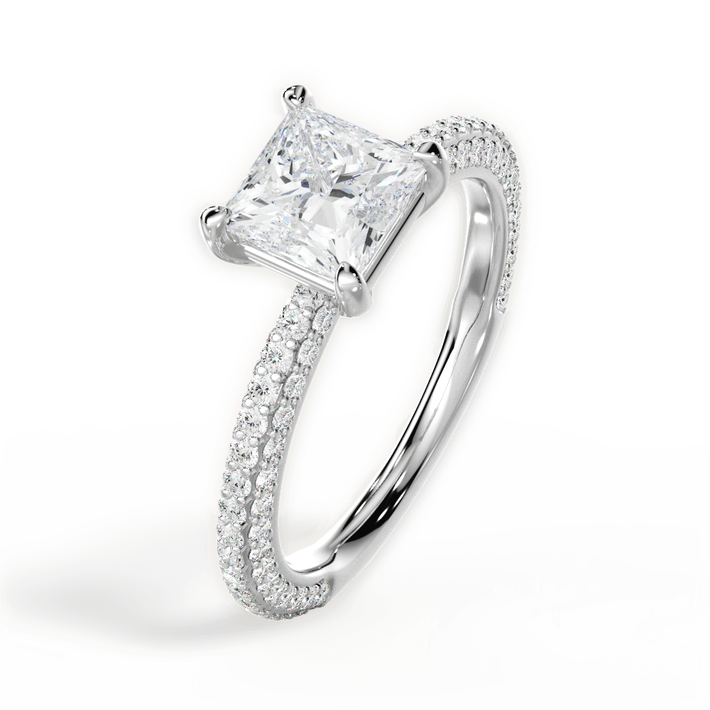 Kristen Princess Cut Lab Grown Diamond 18Kt White Gold Engagement Ring - View 4