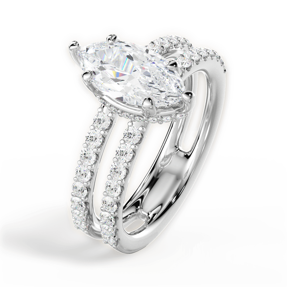 Christie Marquise Cut Lab Grown Diamond 18Kt White Gold Engagement Ring - View 3