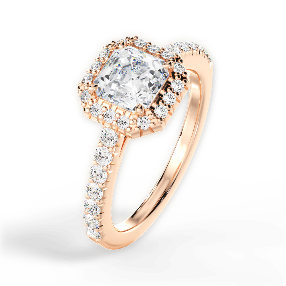 Kathleen Asscher Cut Lab Grown Diamond 18Kt Rose Gold Engagement Ring - View 2