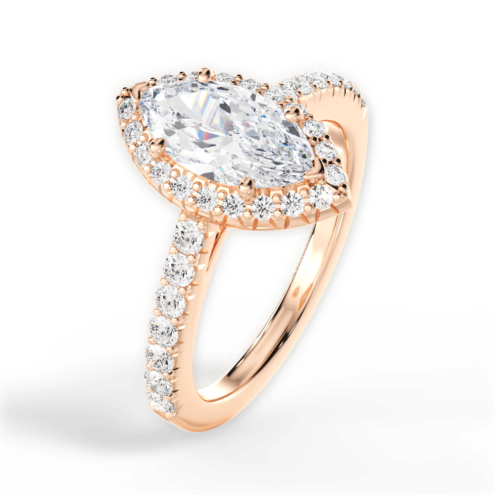 Kathleen Marquise Cut Lab Grown Diamond 18Kt Rose Gold Engagement Ring - View 4