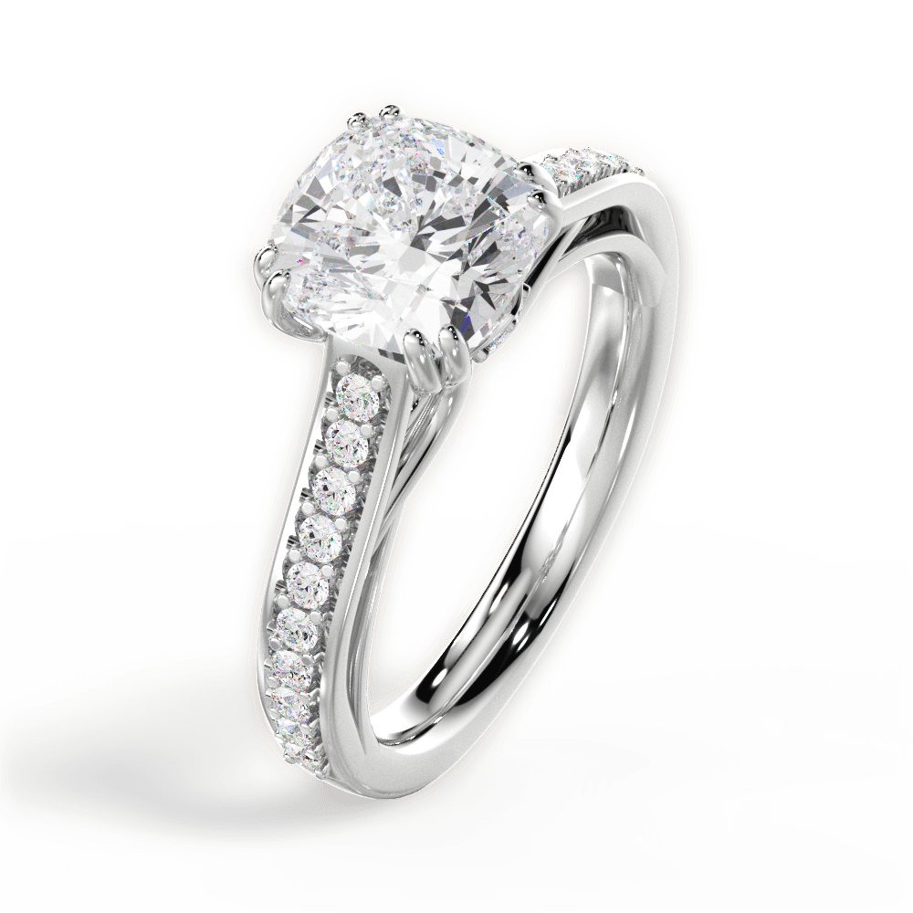Deborah Cushion Cut Lab Grown Diamond 14Kt White Gold Engagement Ring - View 3