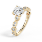 Edith Cushion Cut Lab Grown Diamond 18Kt Yellow Gold Engagement Ring - View 4