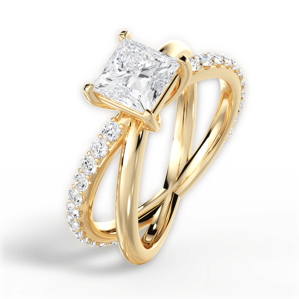 Jennifer Princess Cut Lab Grown Diamond 18Kt Yellow Gold Engagement Ring - View 3