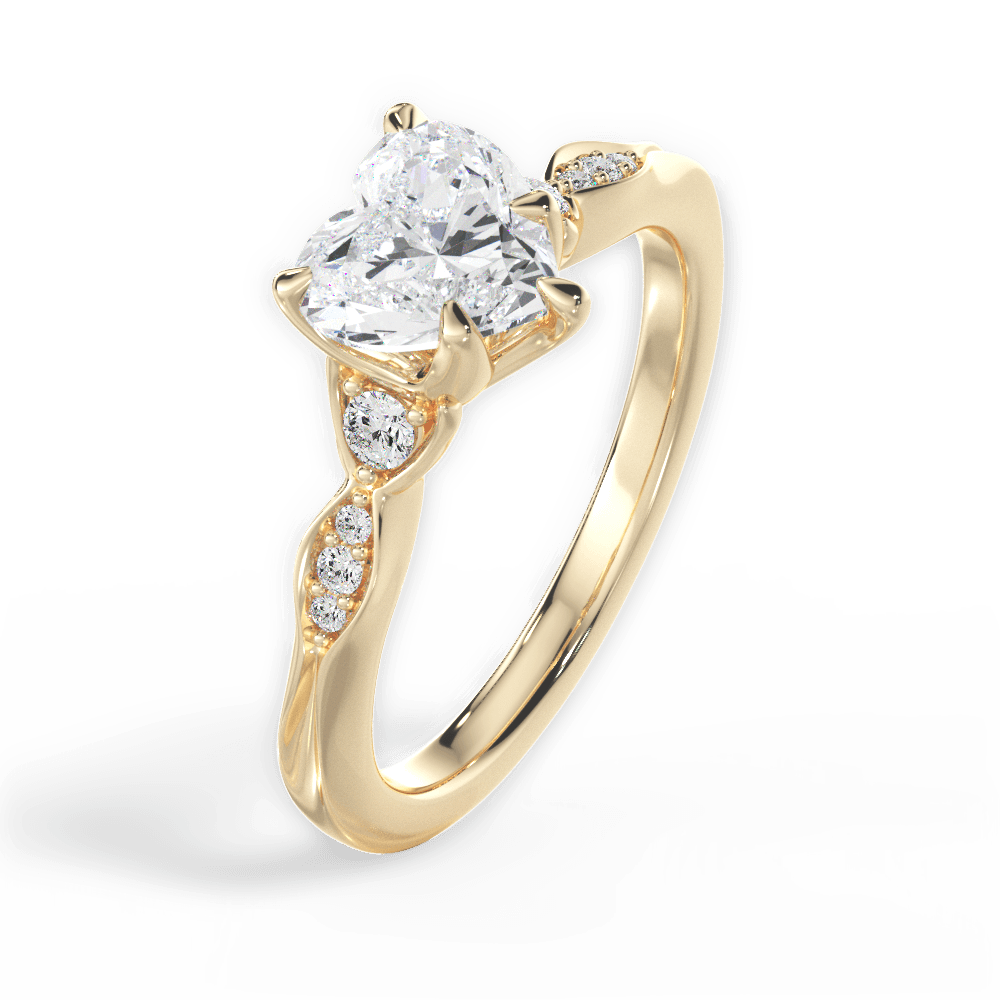 Cassie Heart Cut Lab Grown Diamond 18Kt Yellow Gold Engagement Ring - View 3