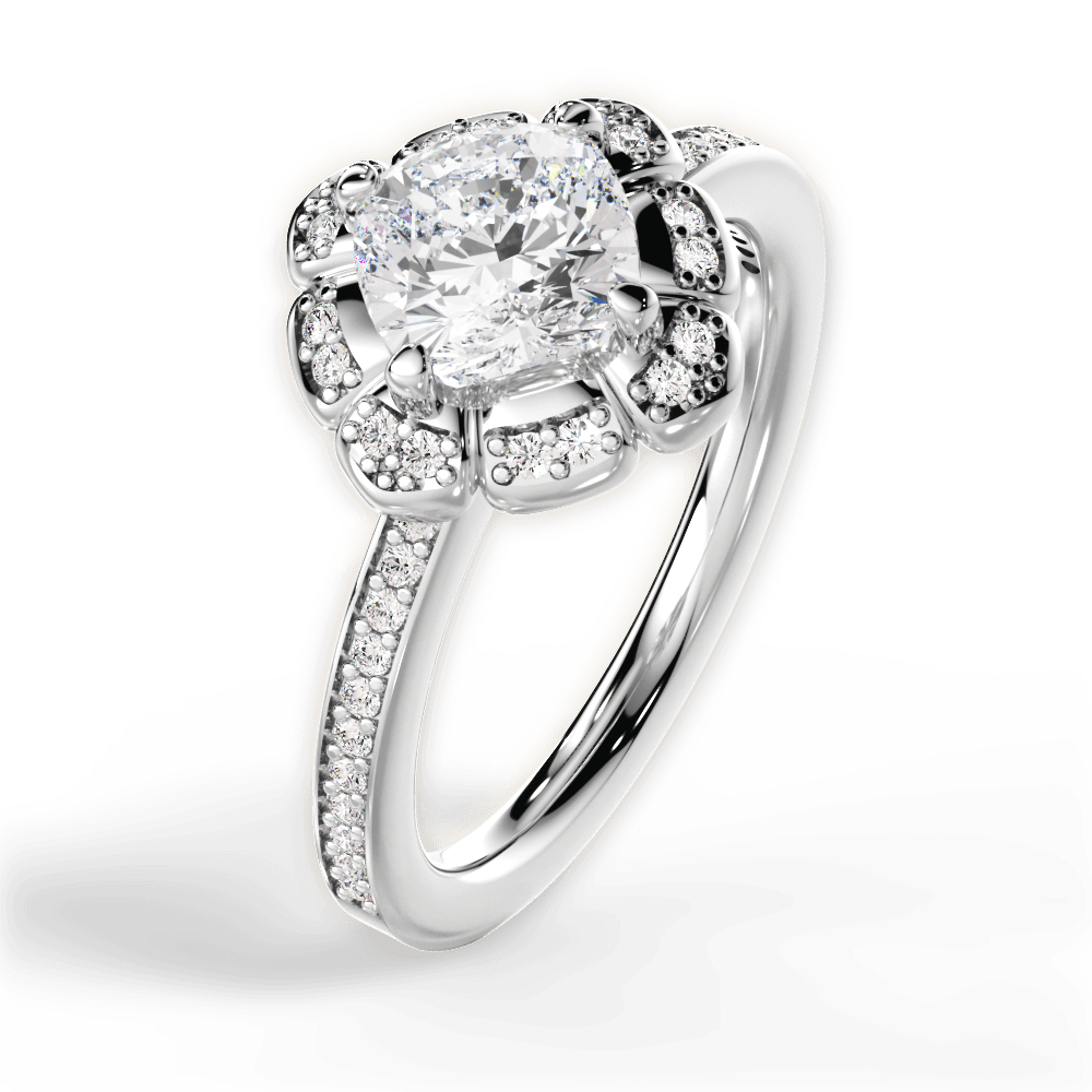 Hayley Cushion Cut Lab Grown Diamond Platinum Engagement Ring - View 2