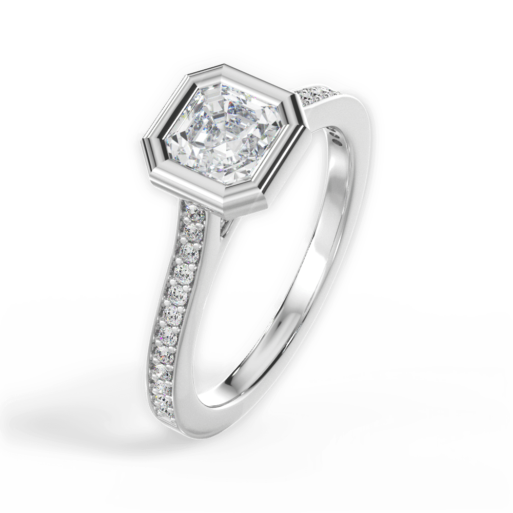 Deanna Asscher Cut Lab Grown Diamond 14Kt White Gold Engagement Ring - View 3