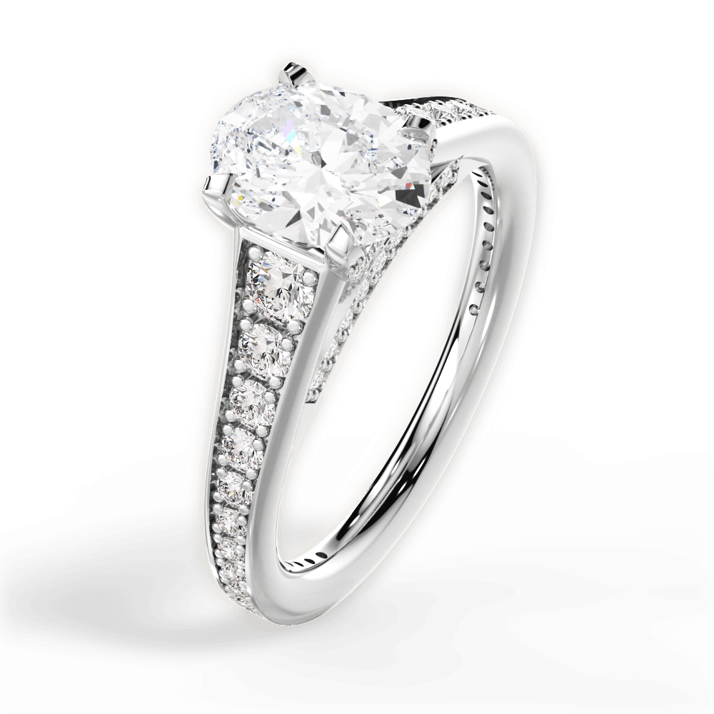 Leslie Oval Cut Lab Grown Diamond 14Kt White Gold Engagement Ring - View 4