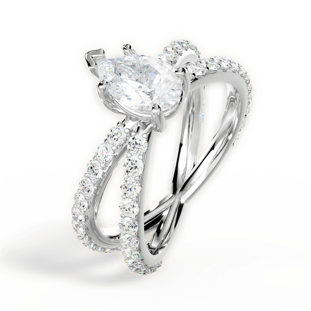 Lauren Pear Cut Lab Grown Diamond 14Kt White Gold Engagement Ring - View 4