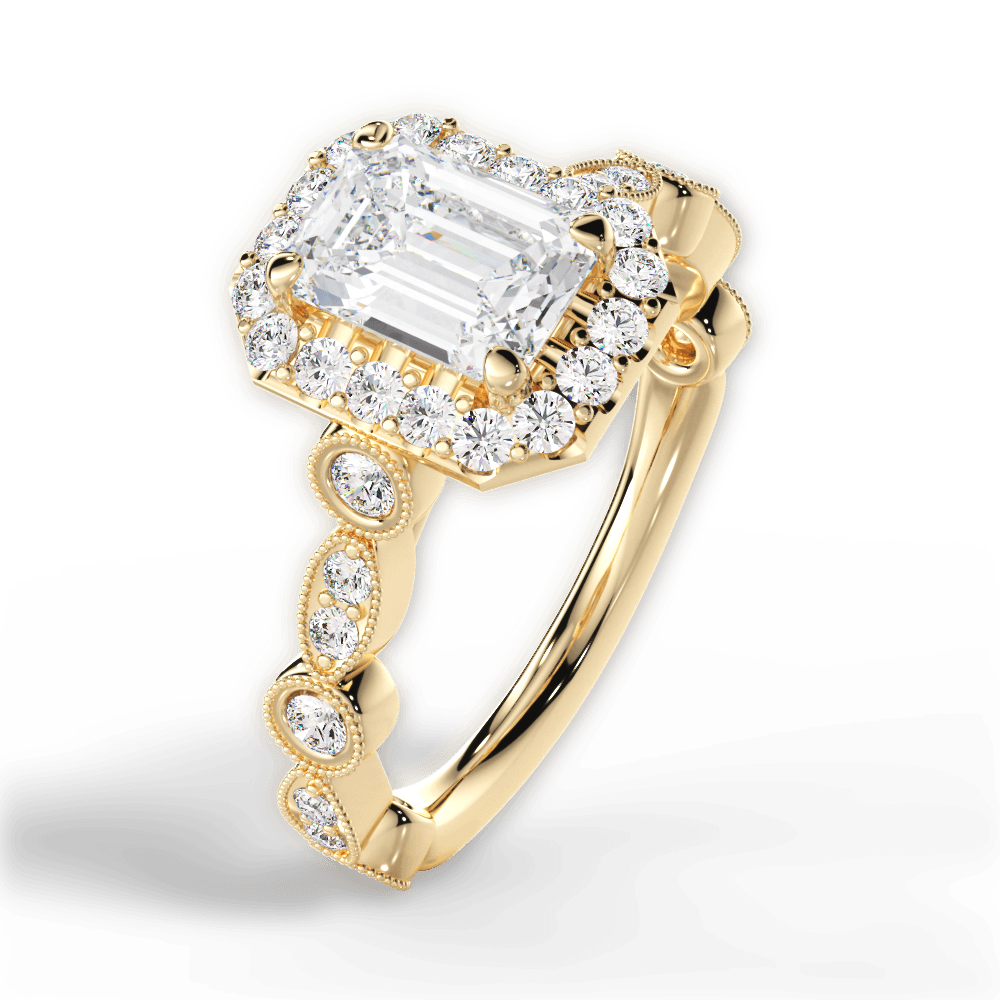 Irene Emerald Cut Lab Grown Diamond 18Kt Yellow Gold Engagement Ring - View 3