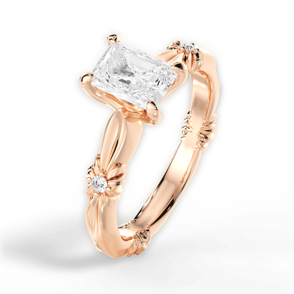 Claire Radiant Cut Lab Grown Diamond 18Kt Rose Gold Engagement Ring - View 3