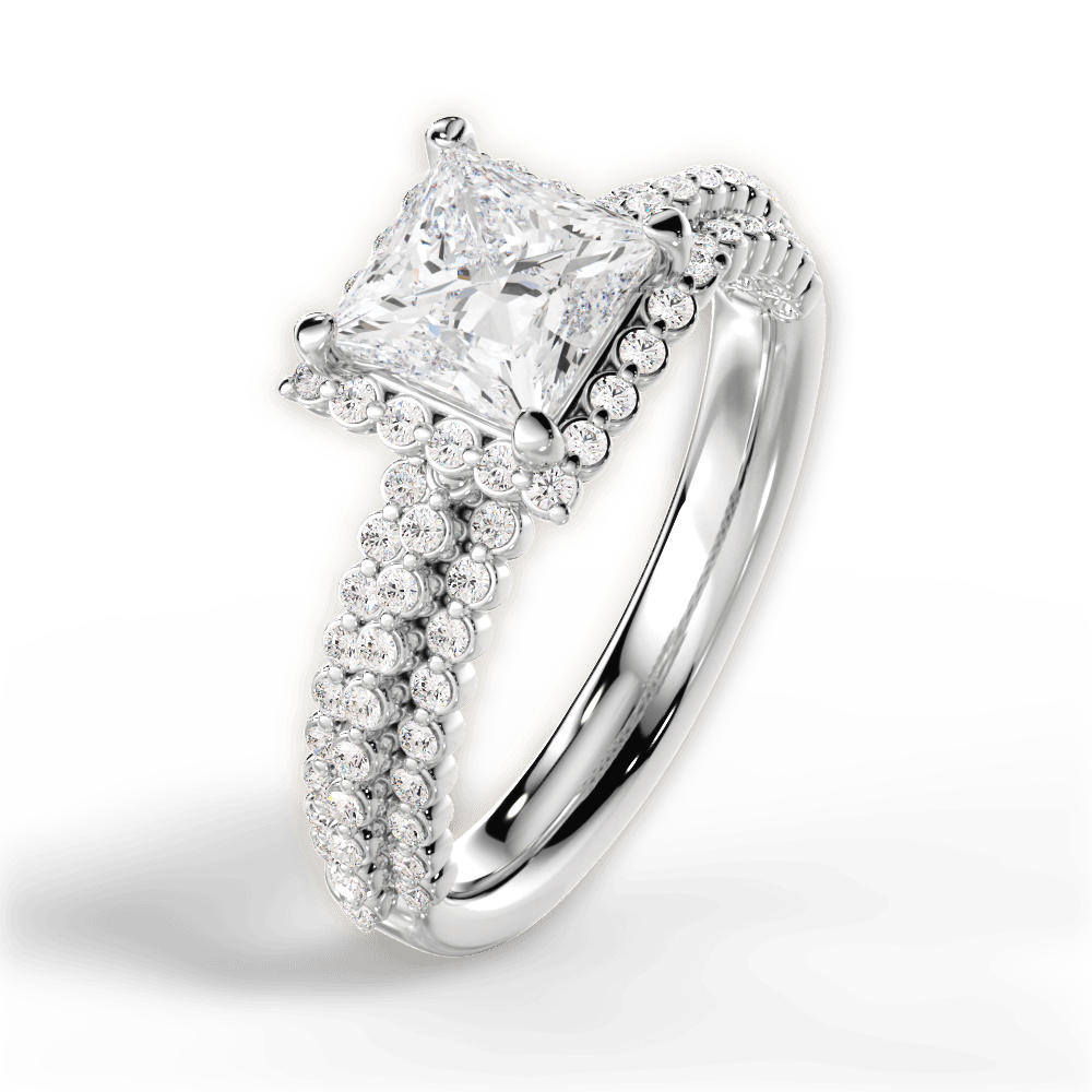 Jocelyn Princess Cut Lab Grown Diamond 14Kt White Gold Engagement Ring - View 2