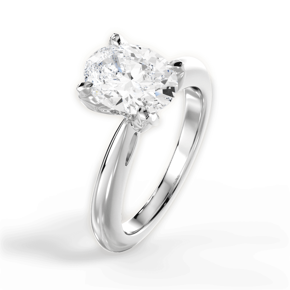 Elaine Oval Cut Lab Grown Diamond 14Kt White Gold Engagement Ring - View 3