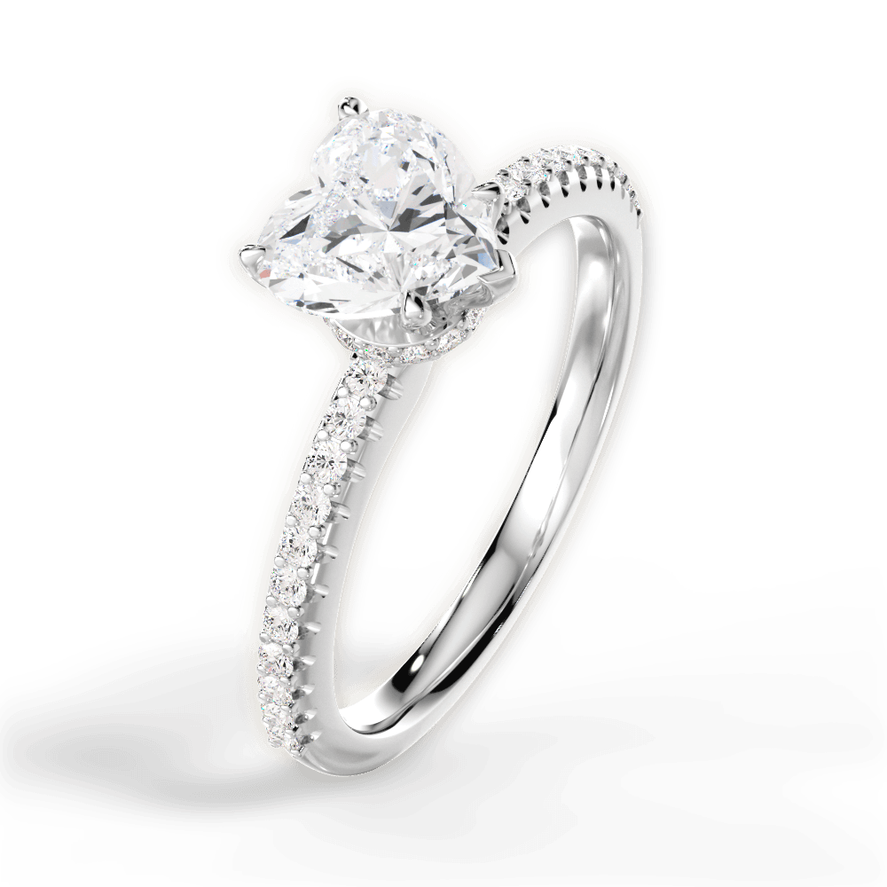 Giselle Heart Cut Lab Grown Diamond Platinum Engagement Ring - View 4