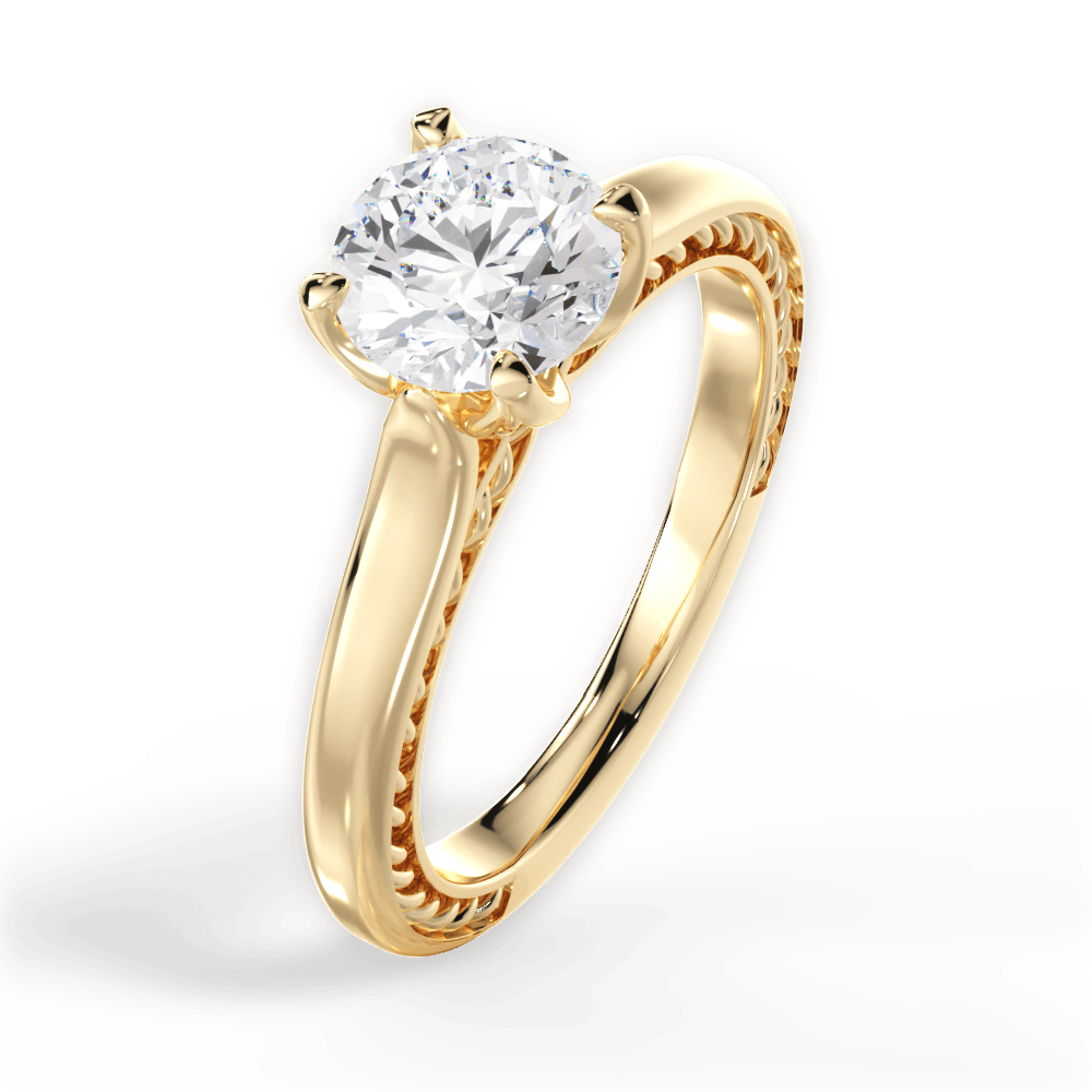 Carrie Round Cut Lab Grown Diamond 18Kt Yellow Gold Engagement Ring - View 4