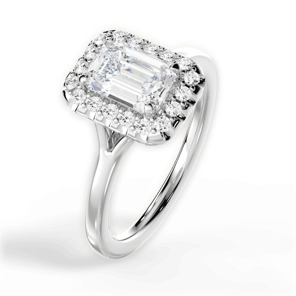 Geneva Emerald Cut Lab Grown Diamond 18Kt White Gold Engagement Ring - View 4