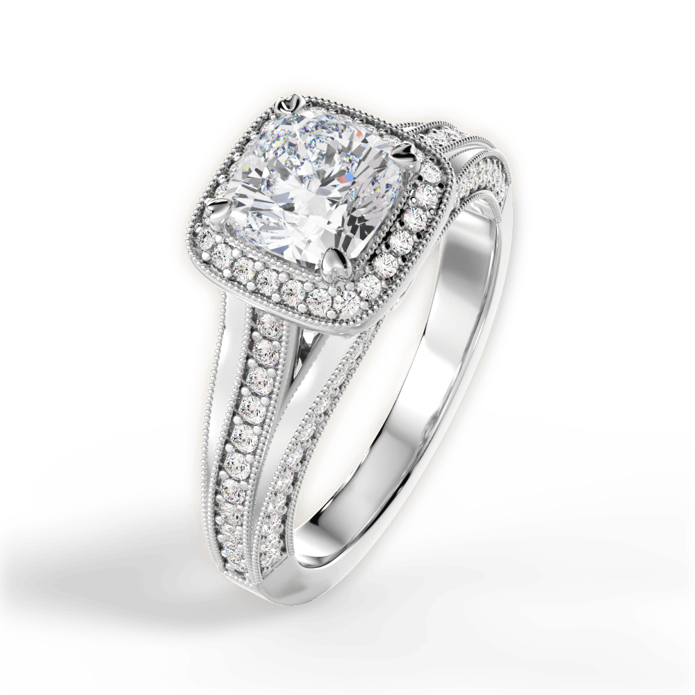 Lillian Cushion Cut Lab Grown Diamond 14Kt White Gold Engagement Ring - View 3
