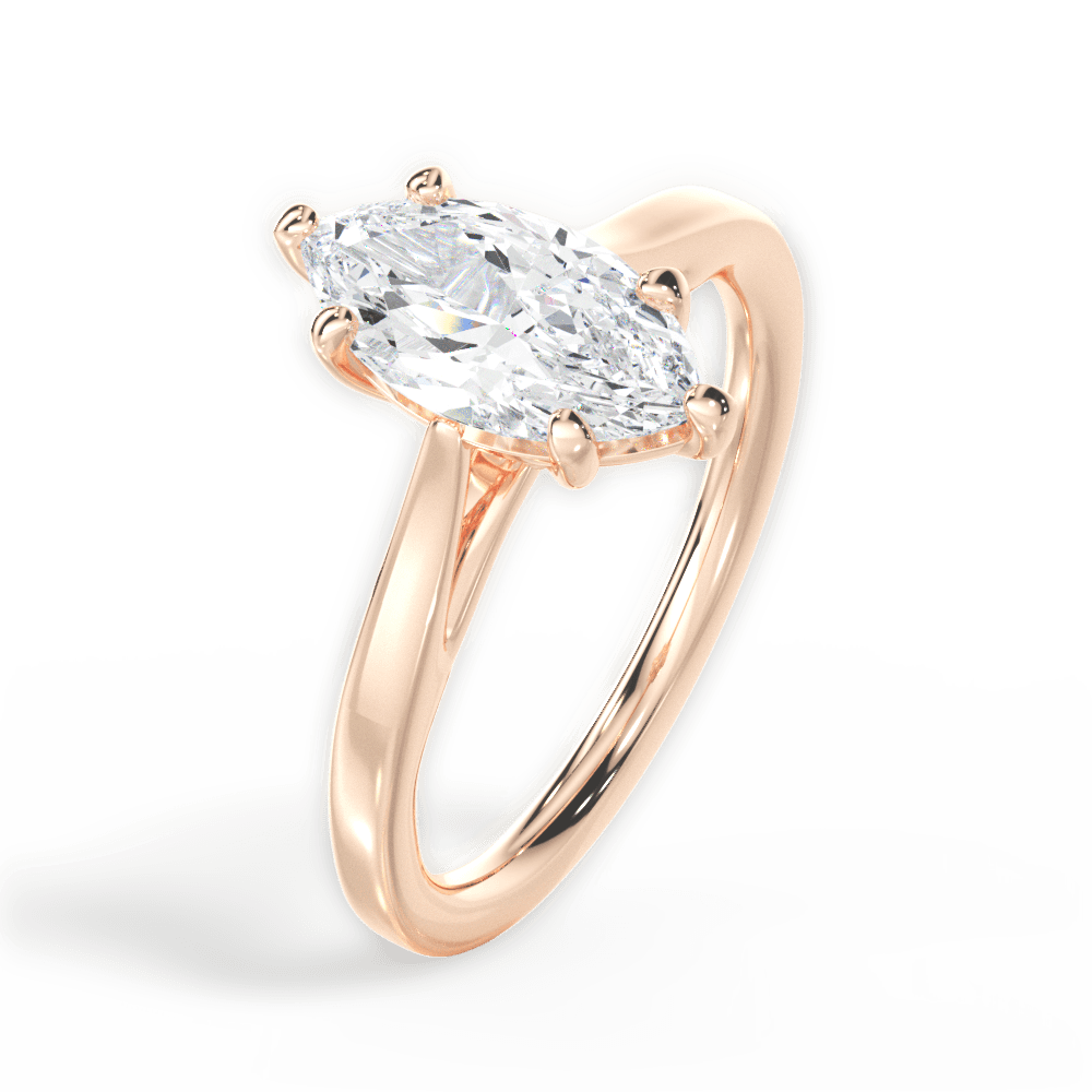 Angie Marquise Cut Lab Grown Diamond 18Kt Rose Gold Engagement Ring - View 3