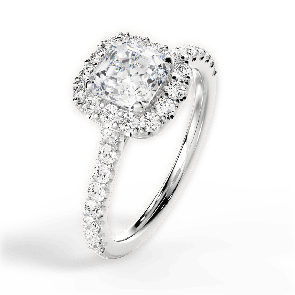 Ingrid Asscher Cut Lab Grown Diamond 18Kt White Gold Engagement Ring - View 4