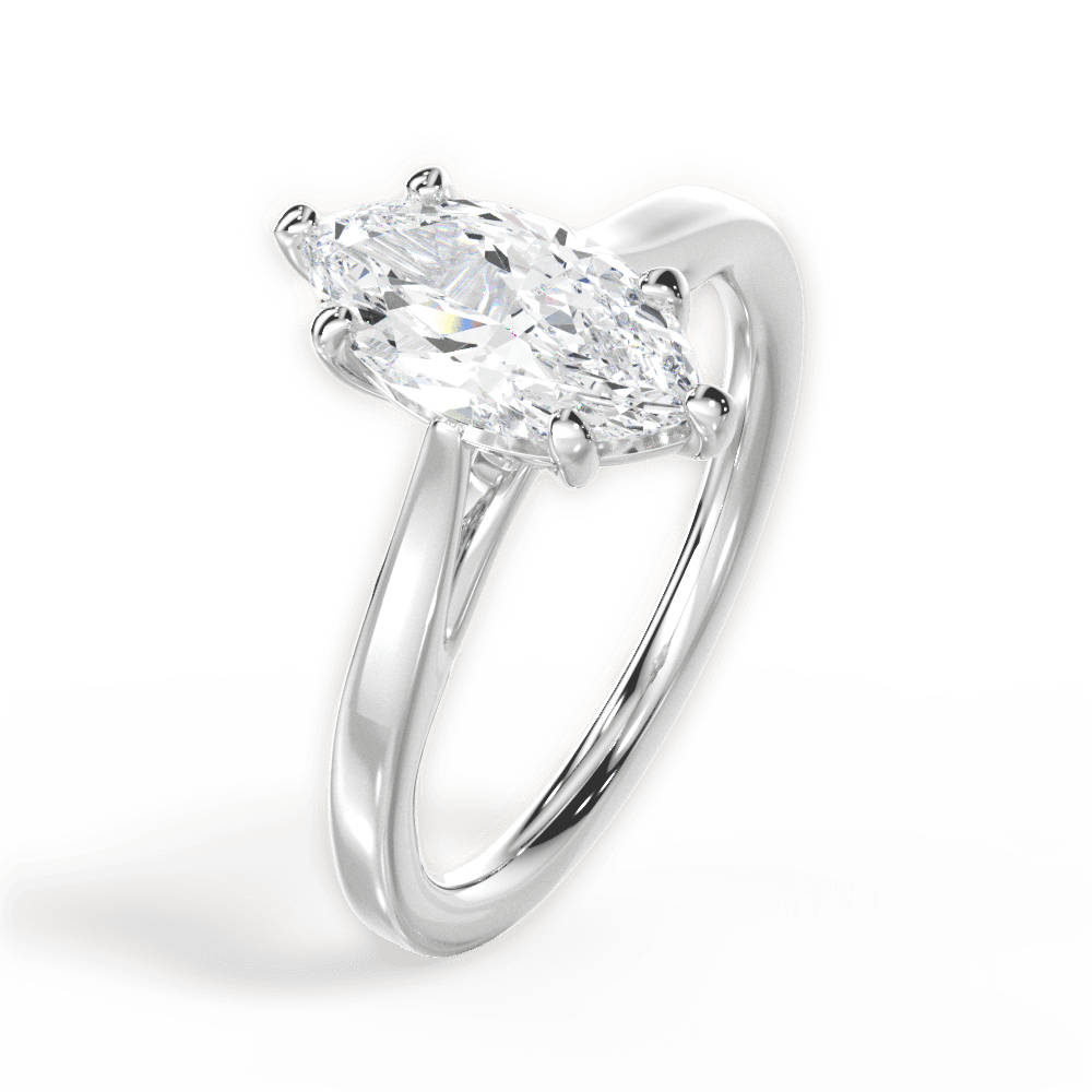 Angie Marquise Cut Lab Grown Diamond 18Kt White Gold Engagement Ring - View 3