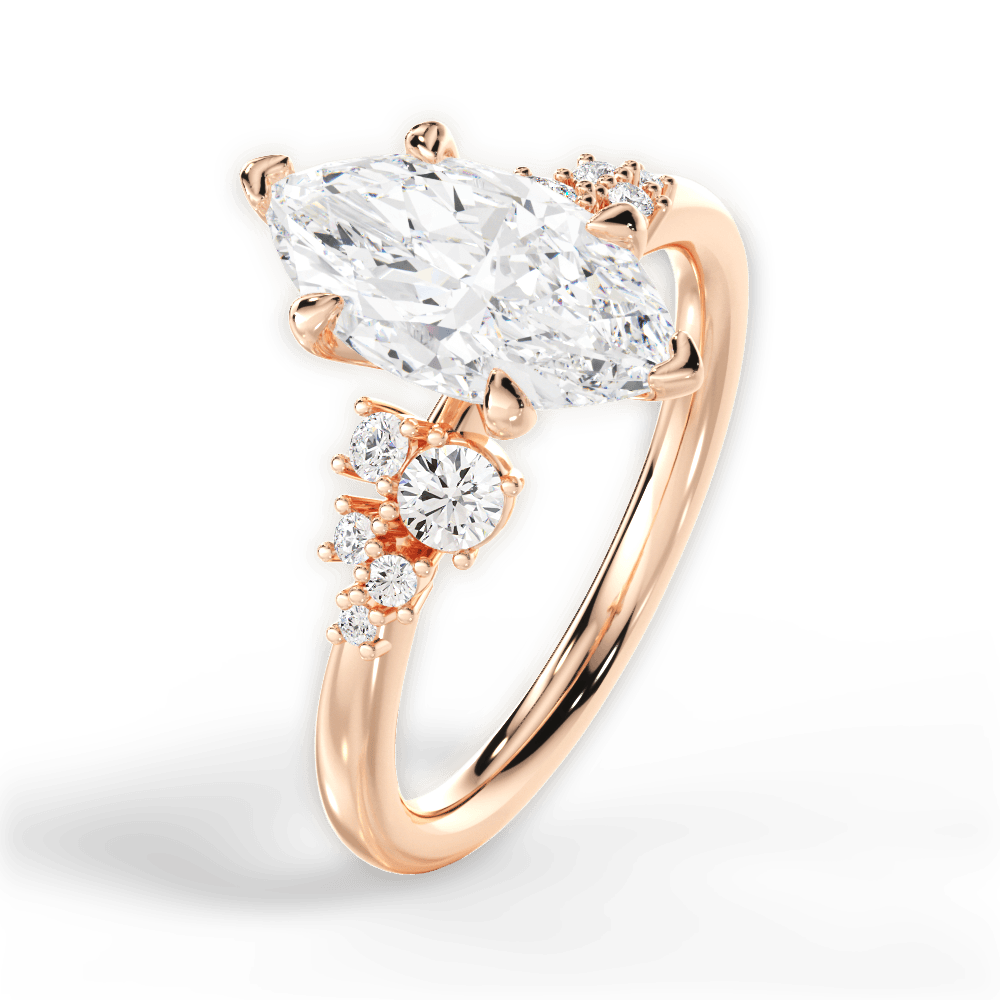 Carmen Marquise Cut Lab Grown Diamond 18Kt Rose Gold Engagement Ring - View 2