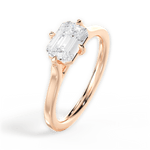 Bernadette Emerald Cut Lab Grown Diamond 18Kt Rose Gold Engagement Ring - View 4