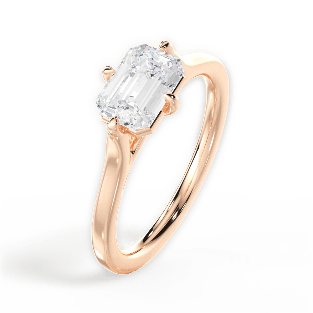 Bernadette Emerald Cut Lab Grown Diamond 18Kt Rose Gold Engagement Ring - View 4