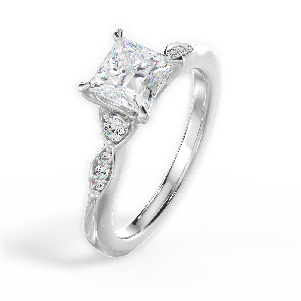 Cassie Princess Cut Lab Grown Diamond 18Kt White Gold Engagement Ring - View 2