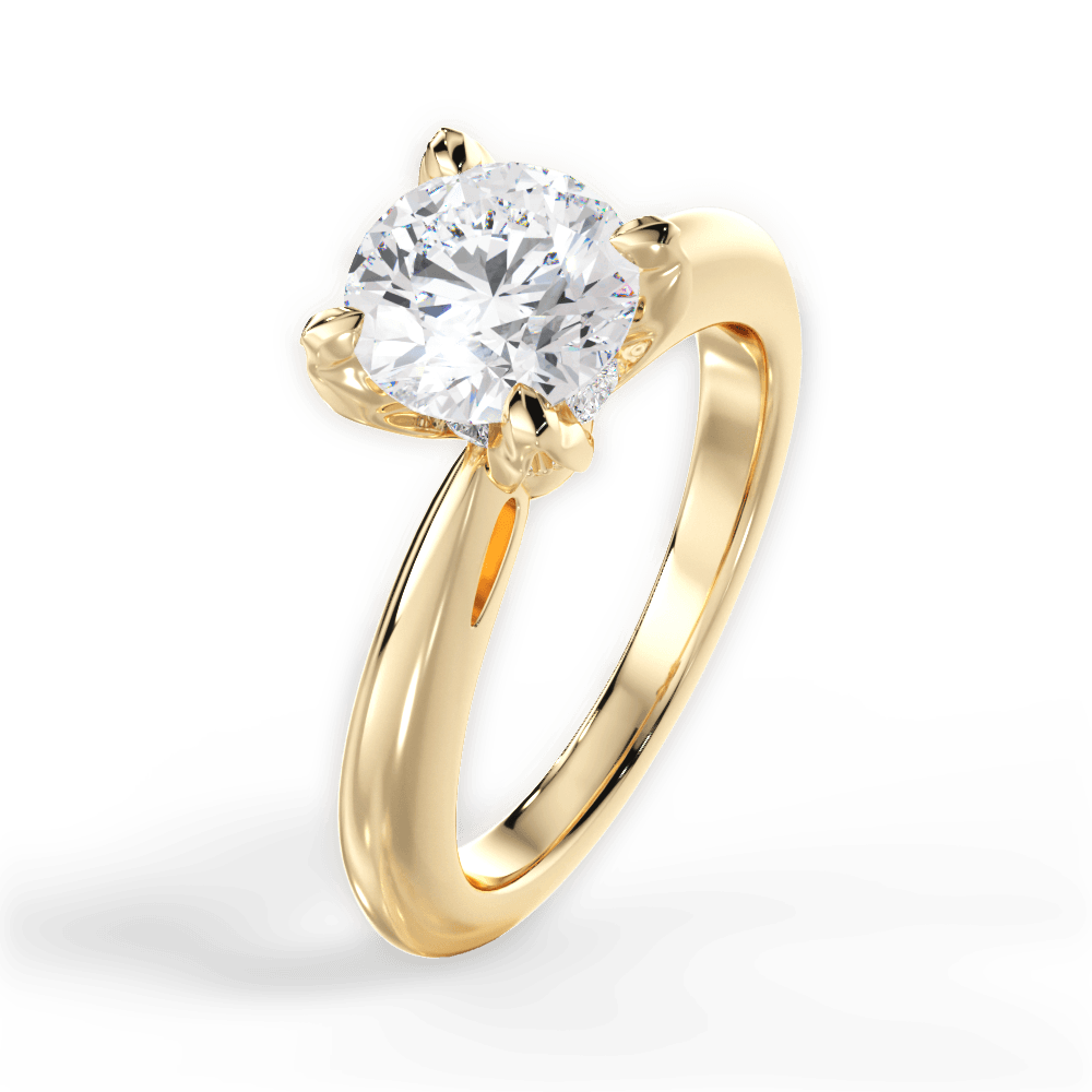 Elaine Round Cut Lab Grown Diamond 18Kt Yellow Gold Engagement Ring - View 3